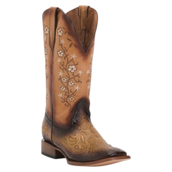 TANNER MARK Made In Mexico Leather Square Toe Western Boots - Picture 1 of 3